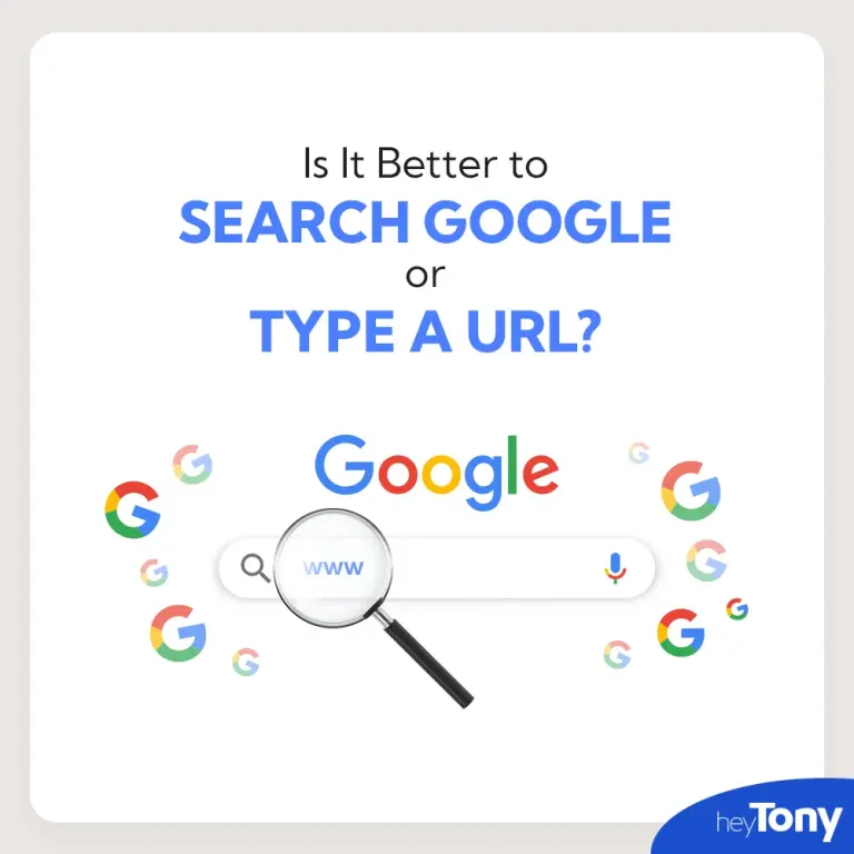 A white image with the blue text spelling "Search Google or Type a URL" above a picture of the google search bar.